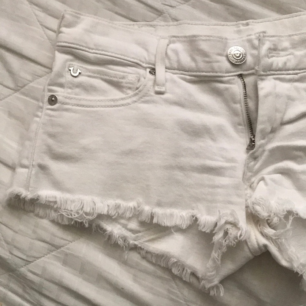 True religion white denim shorts